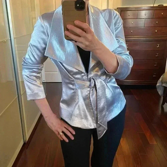 Le Chateau Silver Metallic Satin Blazer Sash  Belt Size Small - Picture 17 of 17